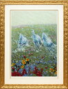 フー・チー・チュン「草原を駆ける1」展示用フック付シルクスクリーン 草原を駆ける馬