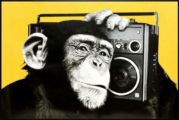 ポスター「ラジカセとチンパンジー/The Chimp/Boombox」大サイズ 額付き プレゼント ギフト 各種お祝い 誕生日【インテリア】【絵画インテリア】