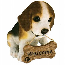 オブジェ ドッグオーナメント ビーグル Welcomeサイン レジン 置物 雑貨 動物 犬 オブジェ インテリア 【TS-14232】