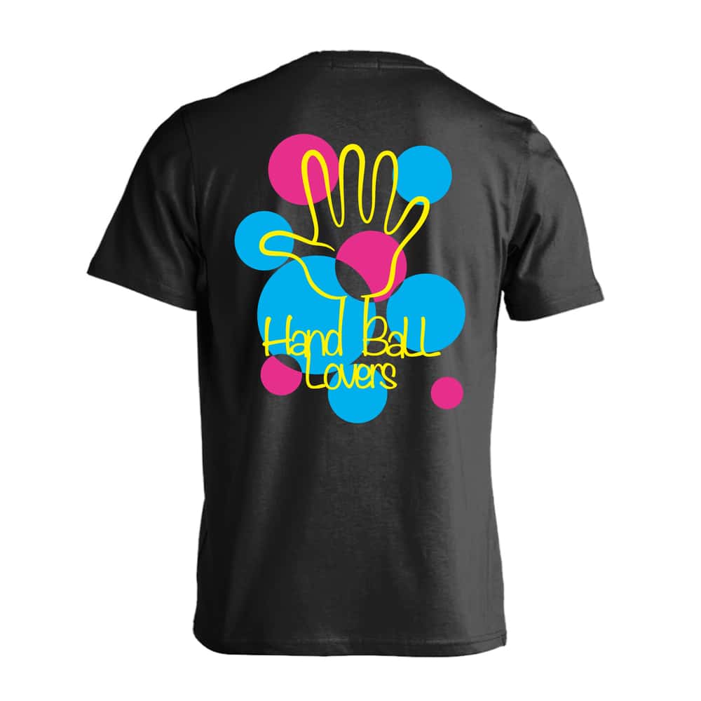 ハンドボール Tシャツ 半袖 メンズ レディース ジュニア 練習着 ドライ おもしろ tシャツ 速乾 スポーツ 名入れ 女子 男子 チーム おしゃれ 文字入れ無料 「ポップなドット柄 Handball Lovers」 アートワークスコウベ 【送料無料】