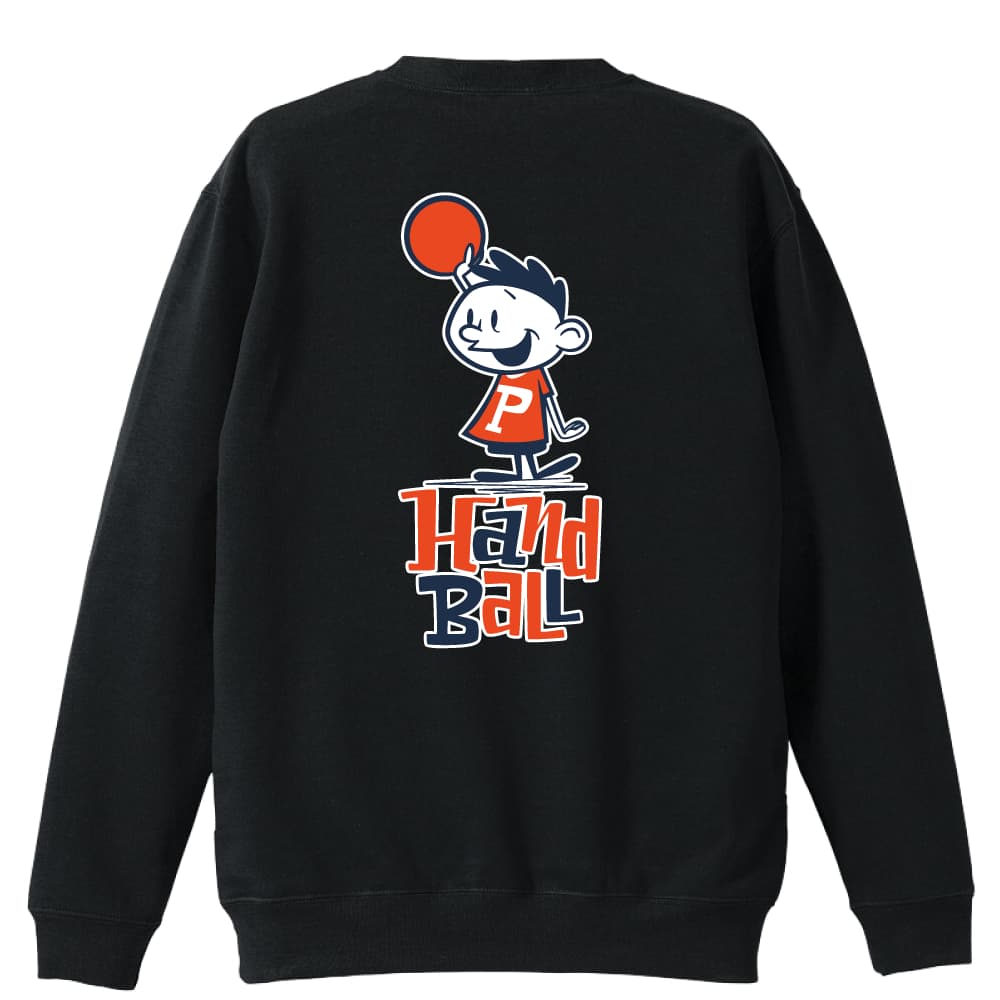 ハンドボール トレーナー スウェット メンズ レディース ジュニア 裏パイル 練習着 おもしろ tシャツ ふざけ 名入れ 文字入れ無料 「ハンドボールカートゥーン 投げまーす編」 アートワークスコウベ 【送料無料】