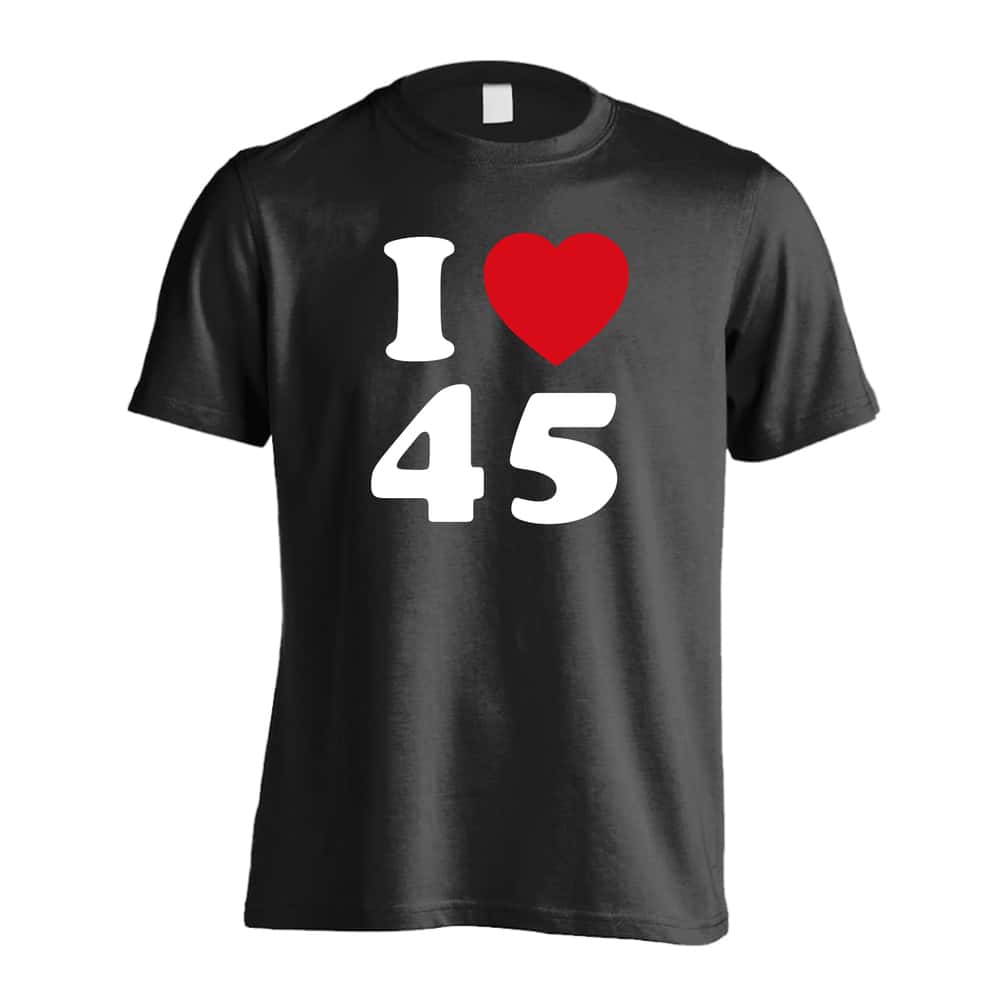 ハンドボール Tシャツ 半袖 メンズ レディース ジュニア 練習着 ドライ おもしろ tシャツ 速乾 スポーツ 名入れ 女子 男子 チーム おしゃれ 文字入れ無料 「I LOVE 45」 アートワークスコウベ 【送料無料】
