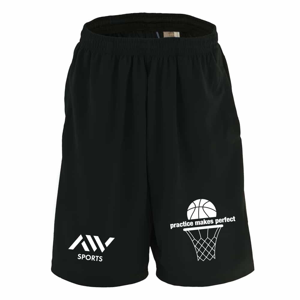 ＼10%OFFクーポン／ バスケ ハーフパンツ ドライ メンズ レディース ジュニア 練習着 短パン スポーツ 名入れ 文字入れ無料 「practice makes perfect」 アートワークスコウベ 