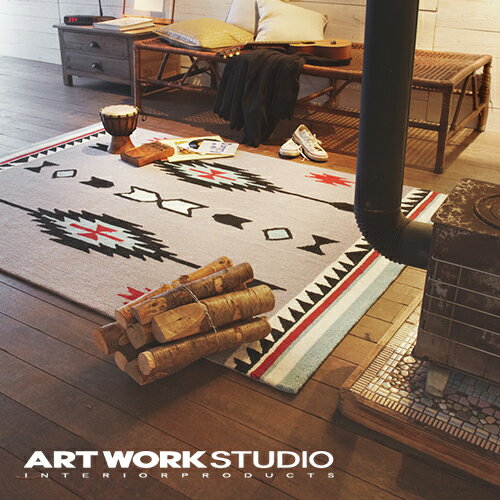 【アートワークスタジオ公式】 ARTWORKSTUDIO ラグ TR-4238 Native rug / Chimayo L ネイティブラグ / チマヨ柄 L ネイディブ柄ラグマッ 厚さ1cm パイル アクリル オールシーズン おしゃれ エスニック【ポイント10倍】