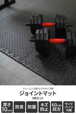 【全品 P10倍 8/6 23時59分迄】トレーニングマット 厚手 10mm 大 筋トレ おすすめ 大判 ジョイント EVA ジョイントマット トレーニング マット 耐水 耐久 60x60cm 6枚セット