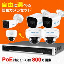 送料無料 防犯カメラ 屋外 セット 家庭用 1台～8台 有線 防犯カメラセット PoE ネットワークカメラ AI 高画質 800万画素 4K 録画機 HDD 2TB レコーダー PoE給電 IPカメラ 屋内 室内 ズーム 夜間 赤外線 防水 広角 録画 人体検知 業務用 SET650