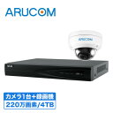 2年保証 防犯カメラ IP インターネット セット 1台 監視カメラ 220万画素 録画機 4000GB 【SET682-1】 広範囲 設計 夜間 撮影 手元 人相 細部確認 ネットワークカメラ IP 金庫 警備 高画質 レジ 顔 駐車場 SET665後継