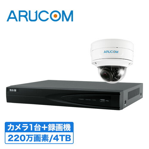 [全品ポイント10倍/送料無料] 2年保証 防犯カメラ 屋外 屋内 セット 家庭用 業務用 1～4台 PoE 高画質 220万画素 ドームカメラ SET695 | アルコム 監視カメラ ドーム型 ネットワークカメラ IPカメラ AI PoE給電 ズーム 防滴 夜間 録画機 レコーダー HDD 4TB 店舗