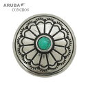 ARUBA アルバ 合金人工ターコイズコンチョ 素材/材質 ・合金(メタル) ・人工ターコイズ サイズ/重量 ・直径 : 2.6cm ・厚み : 0.9cm ・重量 : 6g ※商品によって若干異なる場合がございます。 商品詳細 ウエスタンを感じさせるおしゃれな人工ターコイズコンチョです。 レザークラフト、愛用の財布やバッグなどのドレスアップにもってこいのワンポイントアイテムです。 ハーレーのetcケースのスナップ(ボタン)部分の交換にもお使いいただけます！ ドライバーで簡単装着、自分だけのカスタマイズ/ドレスアップに！ 在庫管理の都合上、在庫数を1個と表示しています。 複数個お買い求めの際はお問い合わせくださいませ。 ご注意 モニターの発色具合によって実際のものと色が異なる場合があります。 製作工程における多少のキズや汚れ、製作時期によって色味や表記サイズが若干画像と異なる場合があります。 またネジの位置が若干中央よりズレている場合がございます。 上記の点、ご理解のほどよろしくお願いいたします。