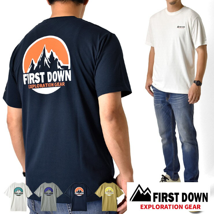 FIRST DOWN EX ファーストダウン 半袖Tシャツ メンズ バックプリント 接触冷感 ストレッチ【B2E】【送料無料】【メール便2】【メンズ】