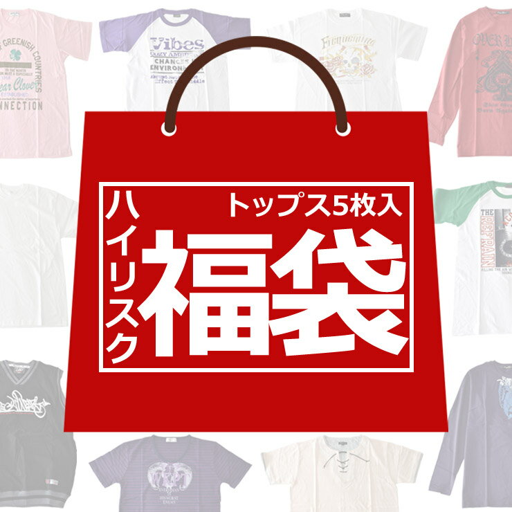 ＼ポイント5倍★5/23 10:59まで／ トップス5枚入福袋 ハイリスク 半袖 長袖 いろいろ詰め合わせ B品級 返品不可【X1F】【送料無料】【メ..