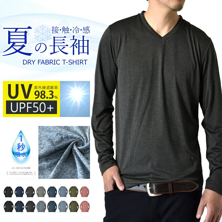 長袖Tシャツ 感動ドライ 吸汗速乾 接触冷感 UVカット ロンT 水陸両用 ラッシュガード タトゥー隠し【B7J】【送料無料】【メール便2】【メンズ】【mens】