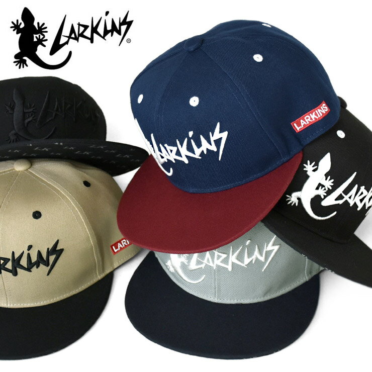ラーキンス LARKiNS 帽子 キャップ ストレートキャップ メンズ レディース ロゴ トカゲ 刺繍 ライセンス 無地 大きいサイズ【C5G】【送料無料】...