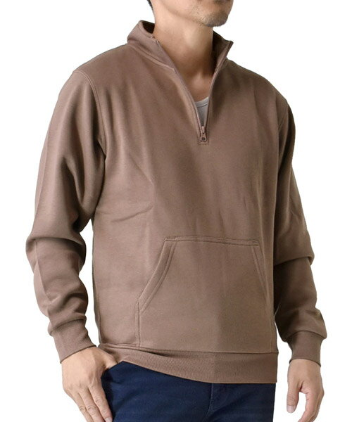 nowosブラウン フリース ハーフジップ トレーナー nowosブラウン