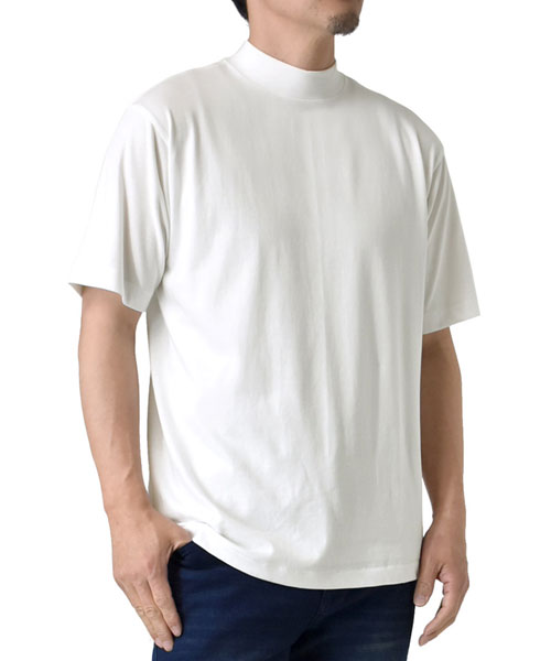 楽天市場】モックネック tシャツ（カラーホワイト）（トップス｜メンズ