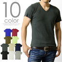 フライスVネック半袖カットソーTシャツ【D7B】【送料無料】【メール便1】【メンズ】
