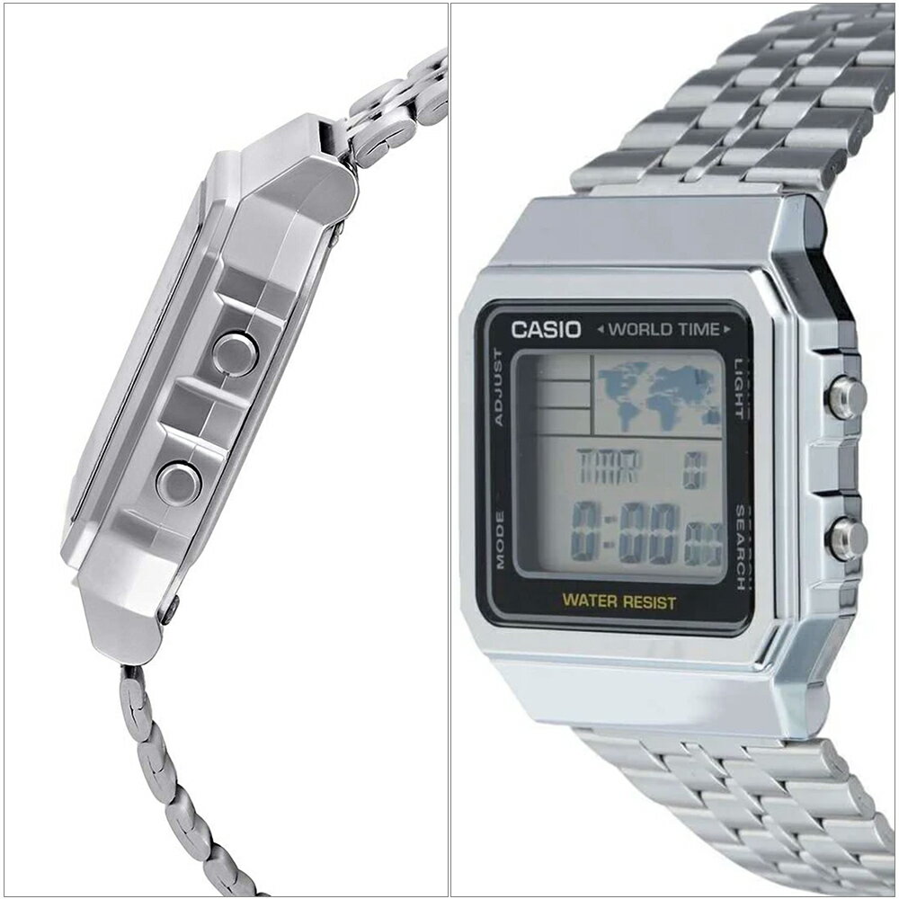 CASIO カシオ A500WA-1 デジタル 腕時計 メンズ レディース ユニセックス 並行輸入品 ワールドタイム ステンレス 防水 アラーム クロノグラフ LEDライト レトロデザイン ギフト プレゼント 人気 ブランド