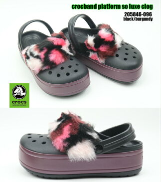 crocs Crocband Platform So Luxe Clog 205846-096 BLACK/BURGUNDY クロックス クロックバンド プラットフォーム ソーラックス クロッグ サボサンダル スニーカー 楽天検索 楽天市場 サーチ ランキング 広告 通販 2019年秋冬最新モデル 22cm 23cm 24cm