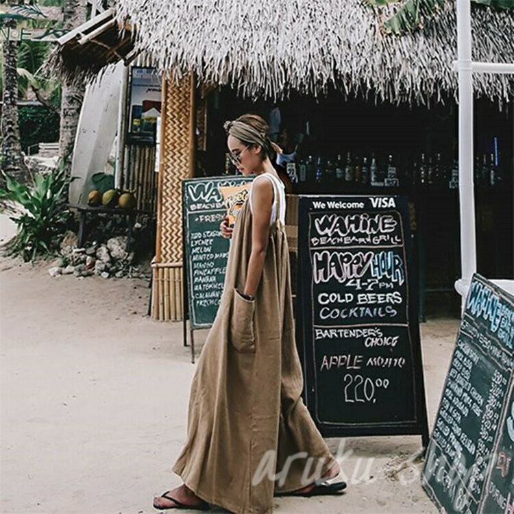 サロペット オールインワン リネン レディース パンツ スタイル ワイドパンツ カジュアル ロング シンプル 大人 カジュアル かっこいい ルーズ オーバーオール ゆったり 大きめ 20代 30代 40代 パンツ コーデ 春 夏 ママ 楽ちん ズボン