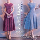 パーティードレス ミモレ丈 膝下 フォーマル きれいめ 可愛い アシンメトリー 個性的 おしゃれ 結婚式 二次会 お呼ばれ ドレス 演奏会 大人 ピアノ 発表会 大きいサイズ xl 2xl 3xl ノースリーブ ラメ フレアスカート Aライン カラードレス