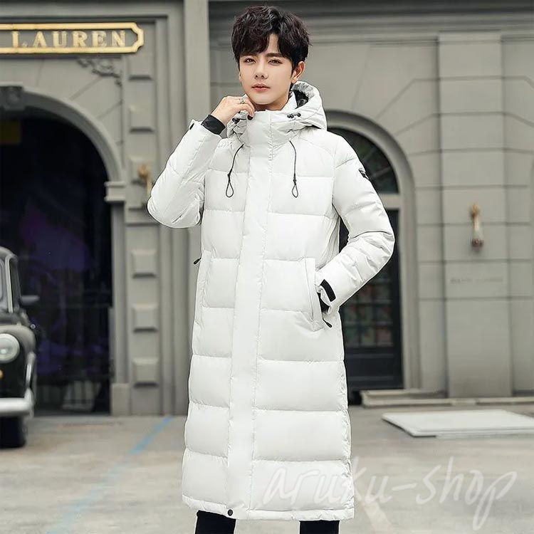 ダウン風コート メンズ ロング丈 中綿コート 中綿ジャケット 秋冬 ダウンジャケット アウター ロング コート 中綿 フード付き 暖かい 厚手 着心地いい 防寒 防寒服 あったか 通勤 通学 カジュアル 韓国