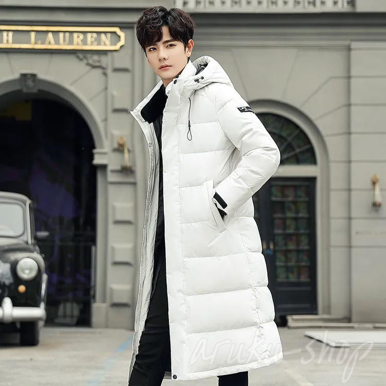 ダウン風コート メンズ ロング丈 中綿コート 中綿ジャケット 秋冬 ダウンジャケット アウター ロング コート 中綿 フード付き 暖かい 厚手 着心地いい 防寒 防寒服 あったか 通勤 通学 カジュアル 韓国