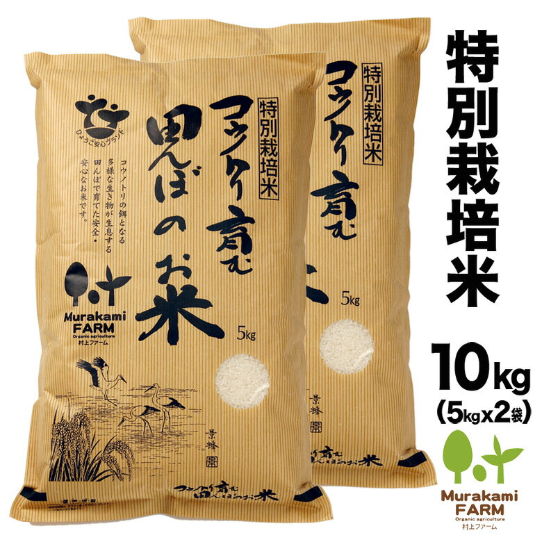 送料無料 特別栽培米（10kg）玄米・白米 コウノトリ育む田んぼのお米 令和3年産 兵庫県産 コシヒカリ【ひょうご安心ブランド認定】