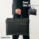 敬老の日 ブリーフケース ビジネスバッグ メンズ B4サイズ 2WAY 黒 サフィアーノレザー調 横 横型 薄マチ スリム HAMILTON KBN26721 送料無料 万博旅行