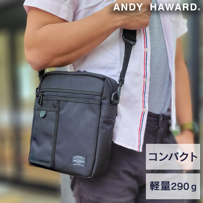 Rakuten - 父の日 ショルダーバッグ メンズ A5ファイル対応 縦 縦型 黒 軽量 コンパクト マチ広 1680Dポリエスター ANDY HAWARD KBN33708 送料無料