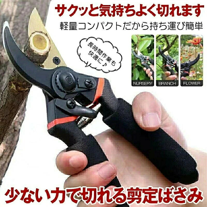 Rakuten - 剪定ばさみ ハサミ 枝切りバサミ 剪定はさみ 錆びにくい フッ素コーティング 握りやすい 剪定バサミ 剪定鋏 せんていばさみ 枝きりばさみ 庭木の剪定 黒 金 園芸 ハサミ ガーデニング 高級 プロ 園芸ばさみ はさみ 花用 花ばさみ