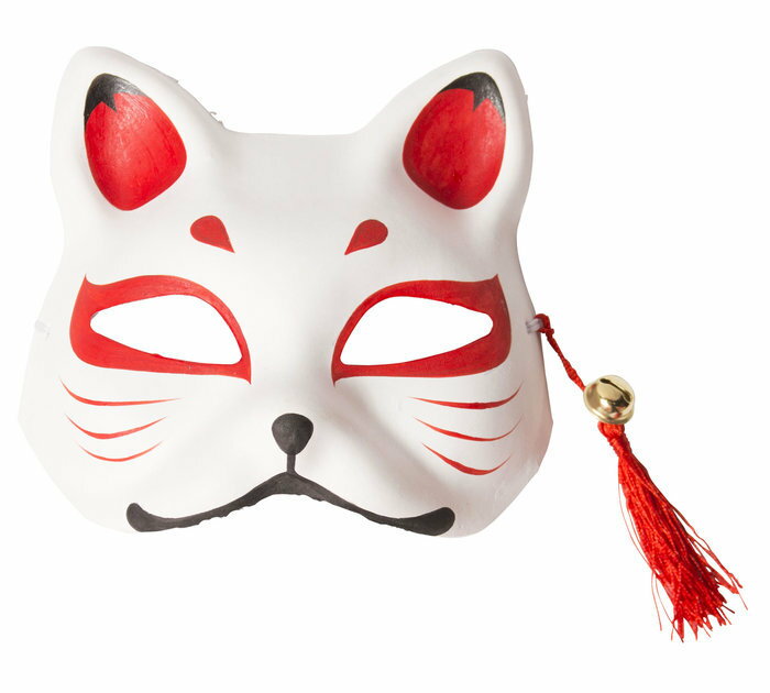 花鳥風月 きつね面 白/黒鼻 仮装 和風 プチプラ 変身 和柄 コスチューム レディース コスプレ インスタ映え 推し