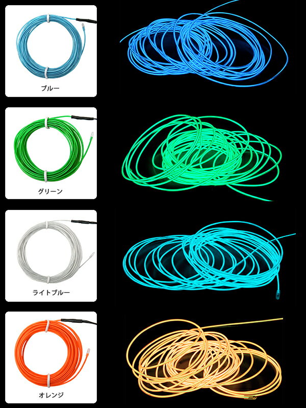 1.4mm ELワイヤー 電池式 EL直径1.4mm 長さ1m （全9色）電池BOXセット 有機el パーティーグッズ インスタ映え 推し 3