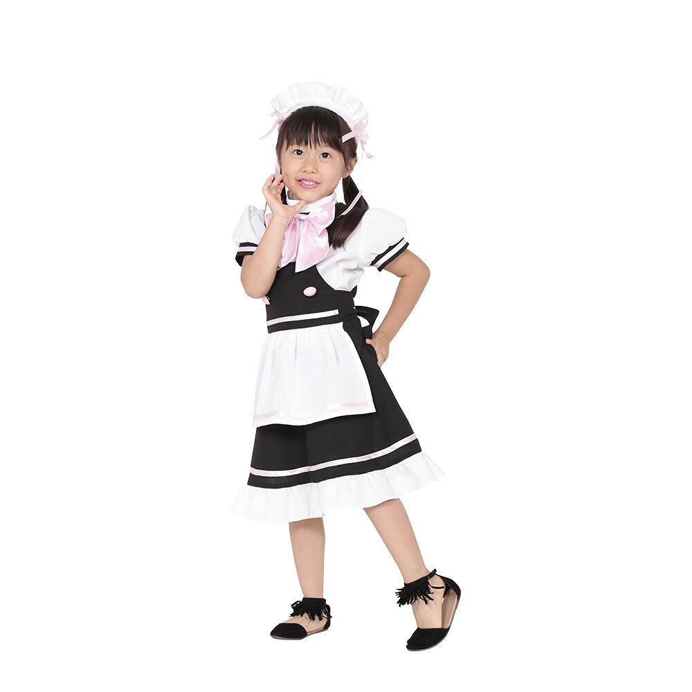 ARUNE 仮装雑貨のお店あるねの送料無料 KIDSモデル.カフェメイド 女の子 衣装 コスプレ 子供用 コスチューム 仮装 インスタ映え 推し｜アングル3
