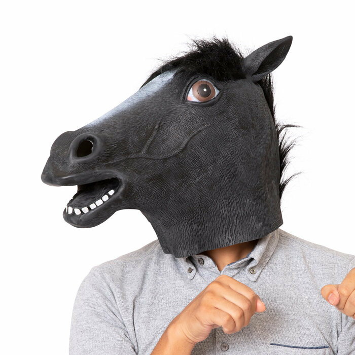 ラバーマスク 黒馬 アニマル 競馬 仮装 動物 マスクなりきり インスタ映え 推し