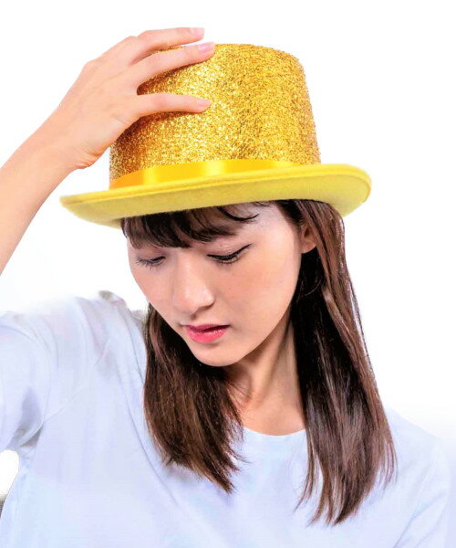 DXシルクハット ゴールド 仮装 二次会 衣装 パーティーグッズ コスチューム 司会者 変身 インスタ映え 推し