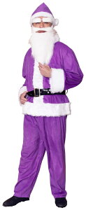 送料無料 GOGOサンタさん パープル メンズ クリスマス コスプレ 男性用 コスチューム サンタクロース 衣装 Xmas