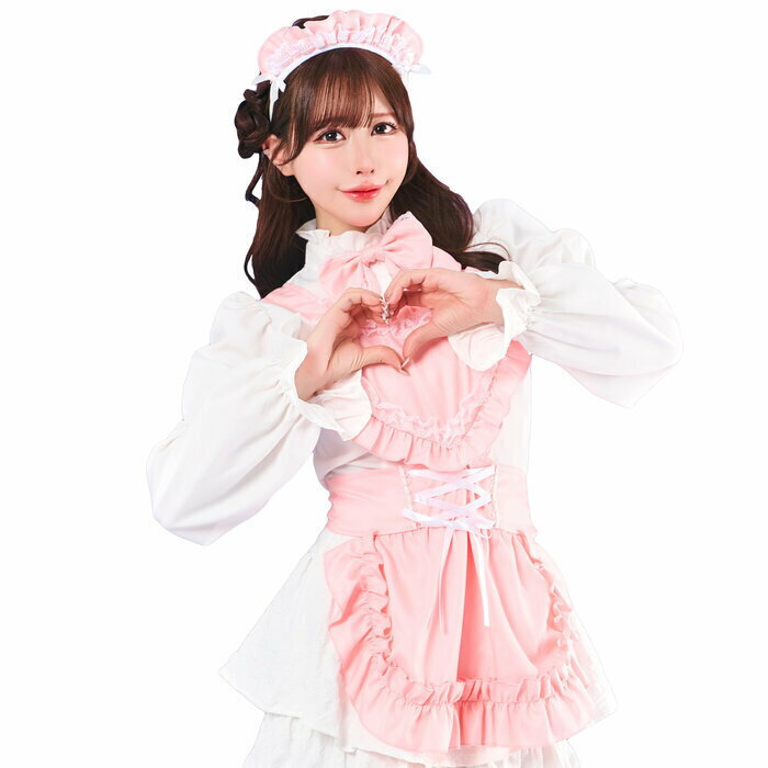 樂天商城 - トッピングトップス メイドエプロン ピンク コスチューム コスプレ レディース