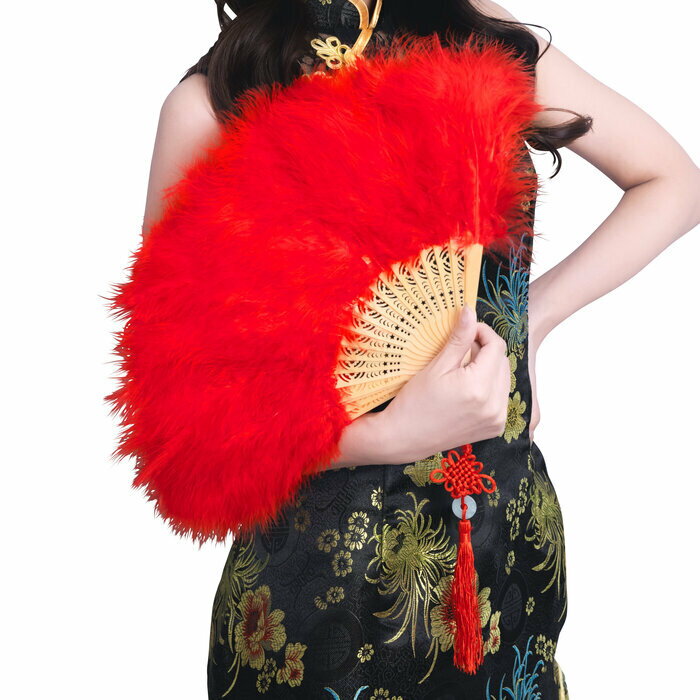 Rakuten - 楽天スーパーSALE対象 期間限定 羽扇子RICH レッド バブル 仮装 仮装 お立ち台 チャイナ服 変装 コスプレ チャイナドレス ボディコン