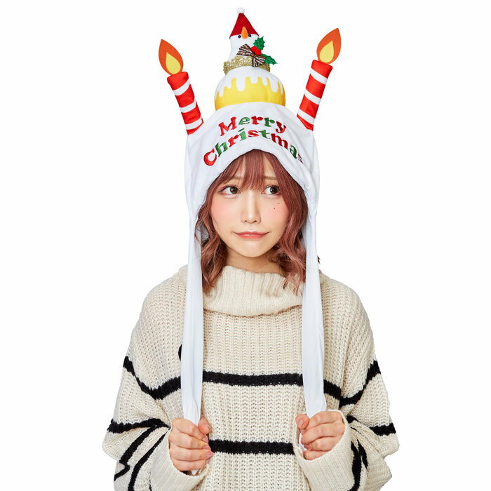 Rakuten - クリスマス 2023 Xmas XM パタパタハット クリスマスケーキ ホワイト 帽子 コスプレ かぶりもの