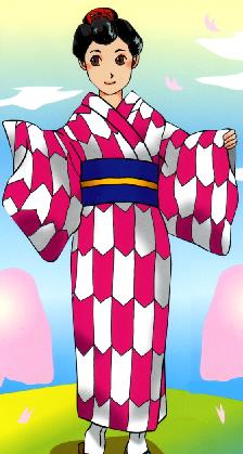 矢がすり着物「奥女中」