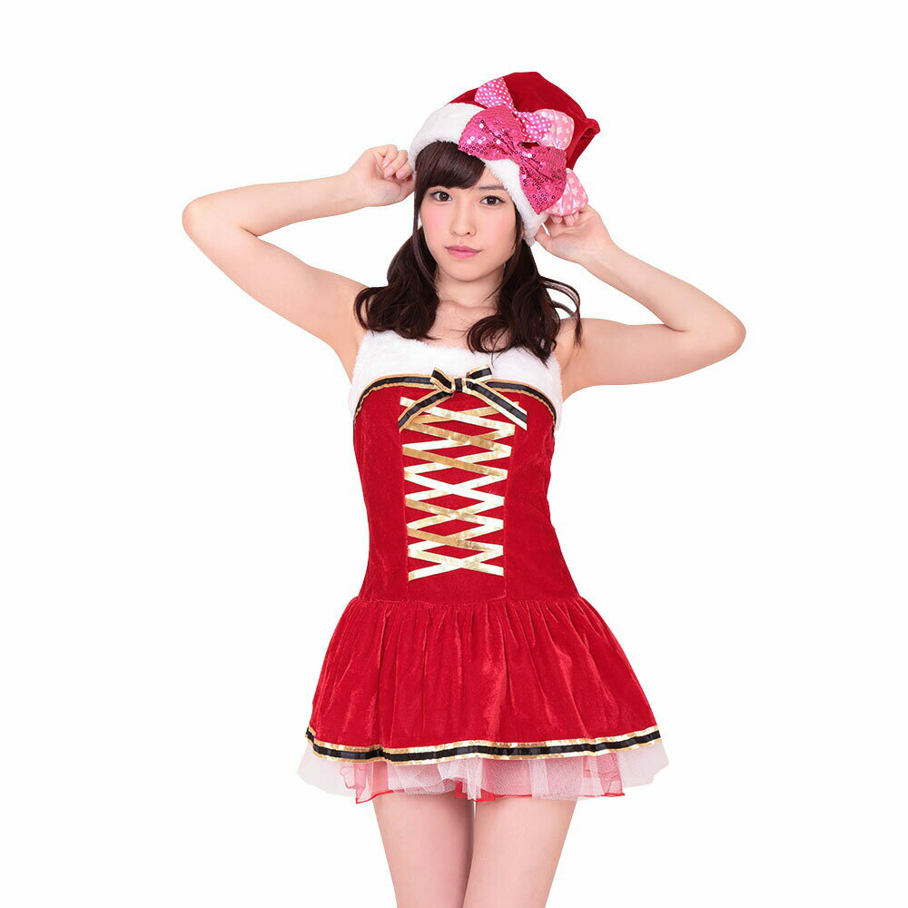 ゴールドリボンラッピングサンタ サンタクロース コスチューム コスプレ Xmas クリスマス 衣装