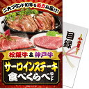 楽天ARUNE　仮装雑貨のお店あるね【タイムセール】送料無料 【メール便対応3個まで】景品目録ギフト 景品ならパネもく！ 松阪牛＆神戸牛 サーロインステーキ食べくらべセット（A4パネル付 目録） 結婚式 2次会 ゴルフコンペ ビンゴ 抽選会 くじ引き 賞品 景品パーク