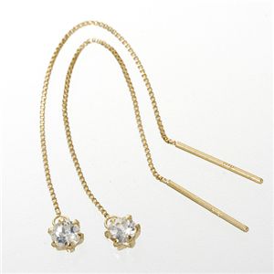 K18 バースデイジュエリーチェーンピアス ムーンストーン(6月)(4)