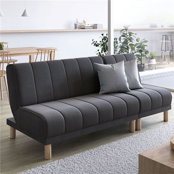 NEWスタイリッシュ ソファベッド チャコールグレー 4way リクライニング ソファーベッド 3人掛け カウチソファ
