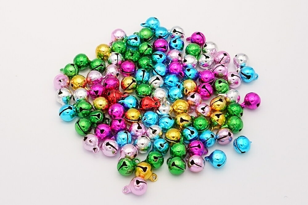 鈴 手芸用 6mm 8mm 10mm 100個 カラフル ピンク レッド ゴールド シルバー グリーン ブルー すず スズ メタリック 手芸 手作り アクセサリー ミックス キラキラ 飾り 手芸用品 手芸材料 ベル 小さい 小さめ 可愛い おしゃれ 材料 ハンドメイドアクセサリー セット 大容量 arusena-10000857 アルセナ サンプル画像3