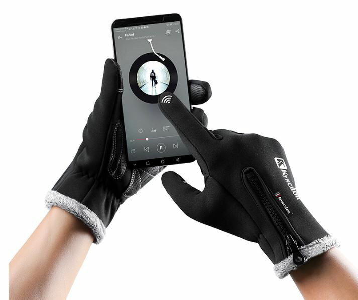 手袋 スマホ 対応 防寒 防風 グローブ スマートフォン メンズ レディース タッチパネル 自転車 ブラック