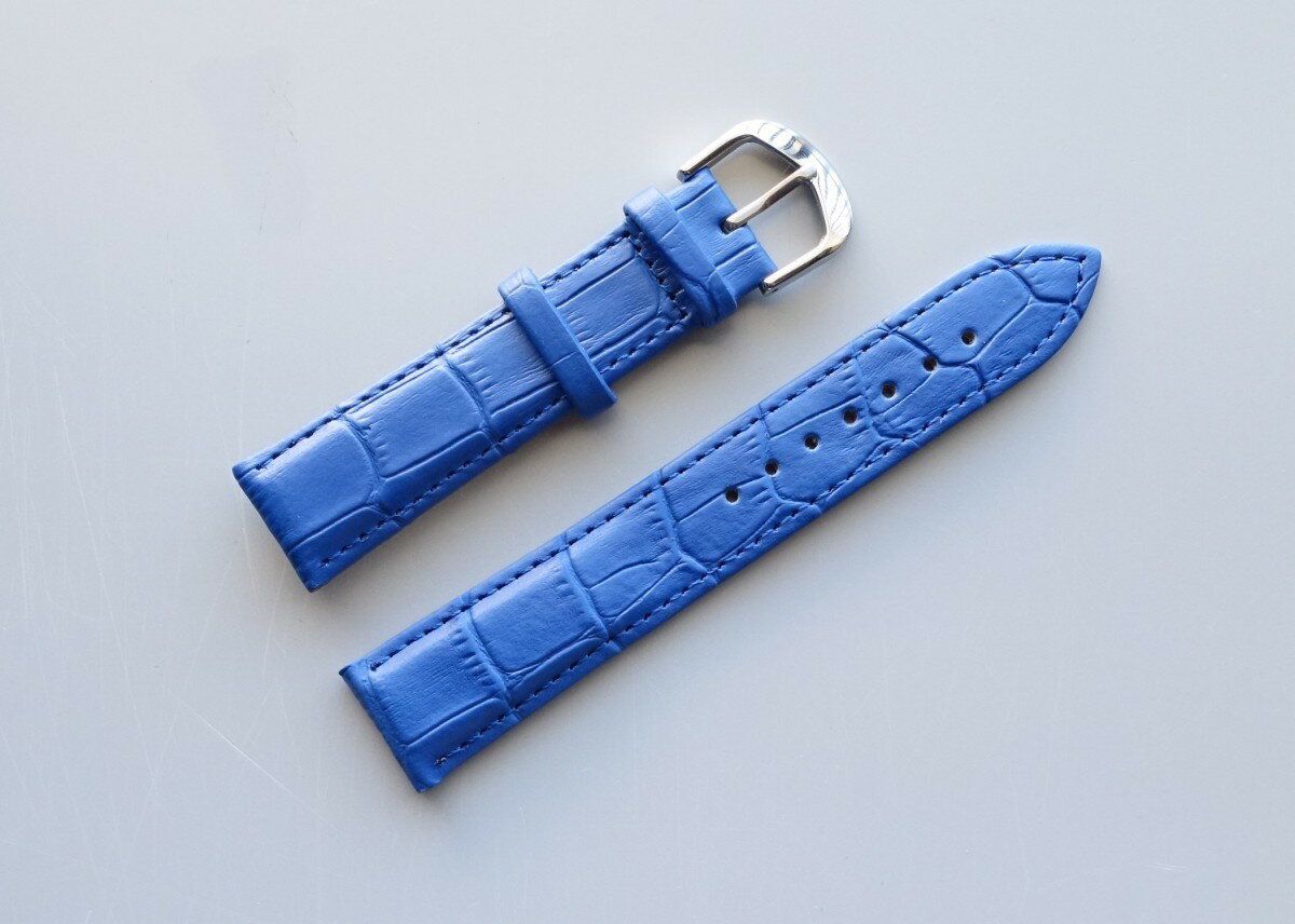 時計バンド クロコ型押レザーベルト カラー:青 ...の商品画像