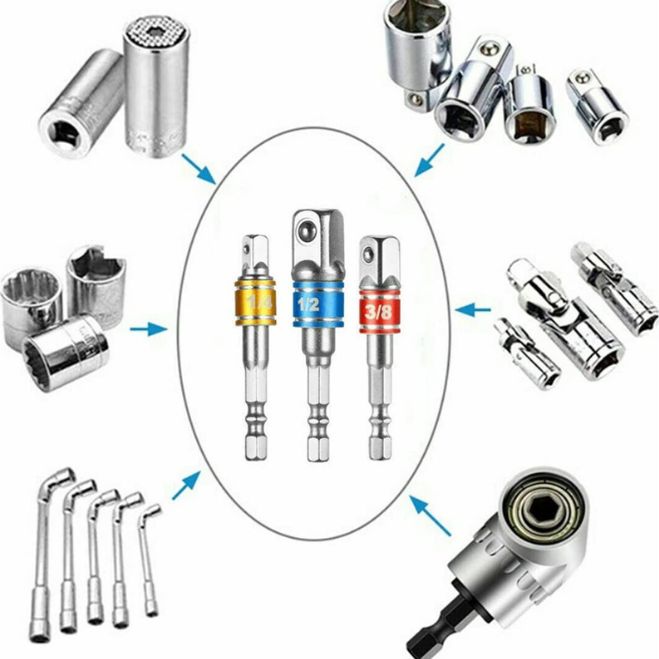 ��ȸ�ΨUP��ϻ�Ѽ�(6.35mm)���ѥɥ饤�� 1/2��3/8��1/4 �Ѵ������ץ������å� �� �Х��� DIY