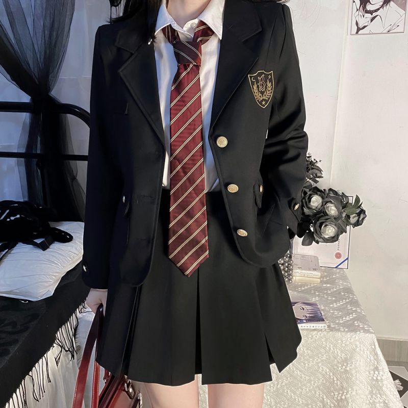 卒業式 スーツ 女の子 卒服 韓国 高校生 制服 黒 入学式 スーツ 中学生 学生服 小学生 可愛い フォーマ ルスーツ 大きいサイズ 中高生 女子 4点セット ジャケット 白シャツ ネクタイ スカート 入学準備 お受験 発表会 スーツ ゆったり 子供ス