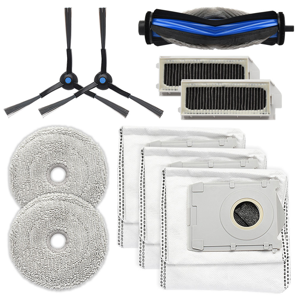 Rakuten - エコバックス mini用 サイドブラシ、抗菌フィルター、絡み防止メインブラシ、モップパッド、抗菌ゴミパック 交換パーツセット 10点セット 互換品